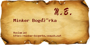 Minker Bogárka névjegykártya
